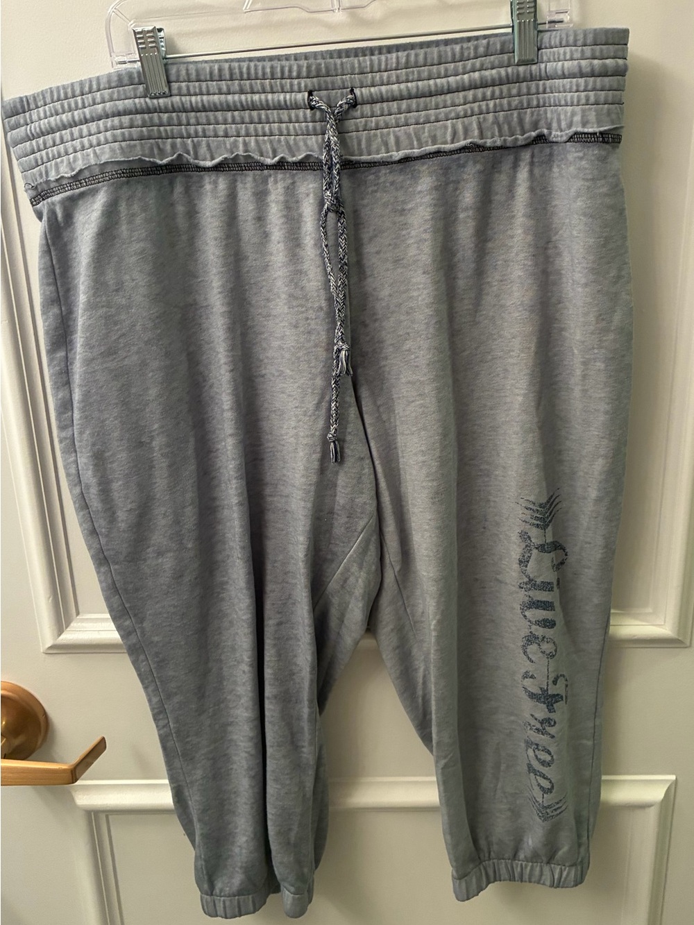 Maurices Blue Sweat Capri Joggers with Side Script